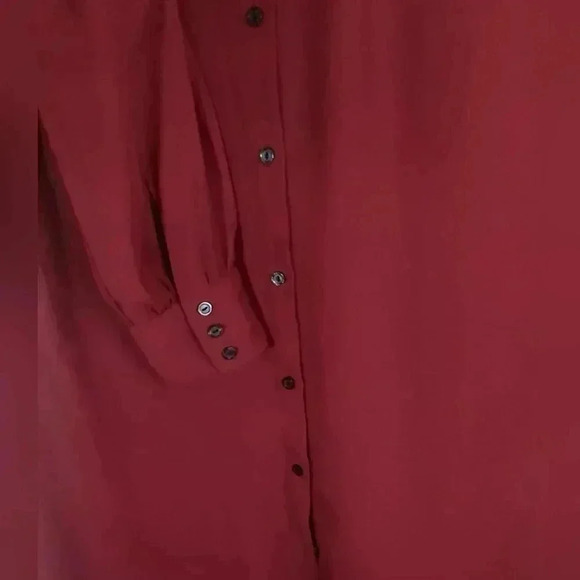 Decree long selve button down lightweight burgundy top size large - Picture 2 of 6